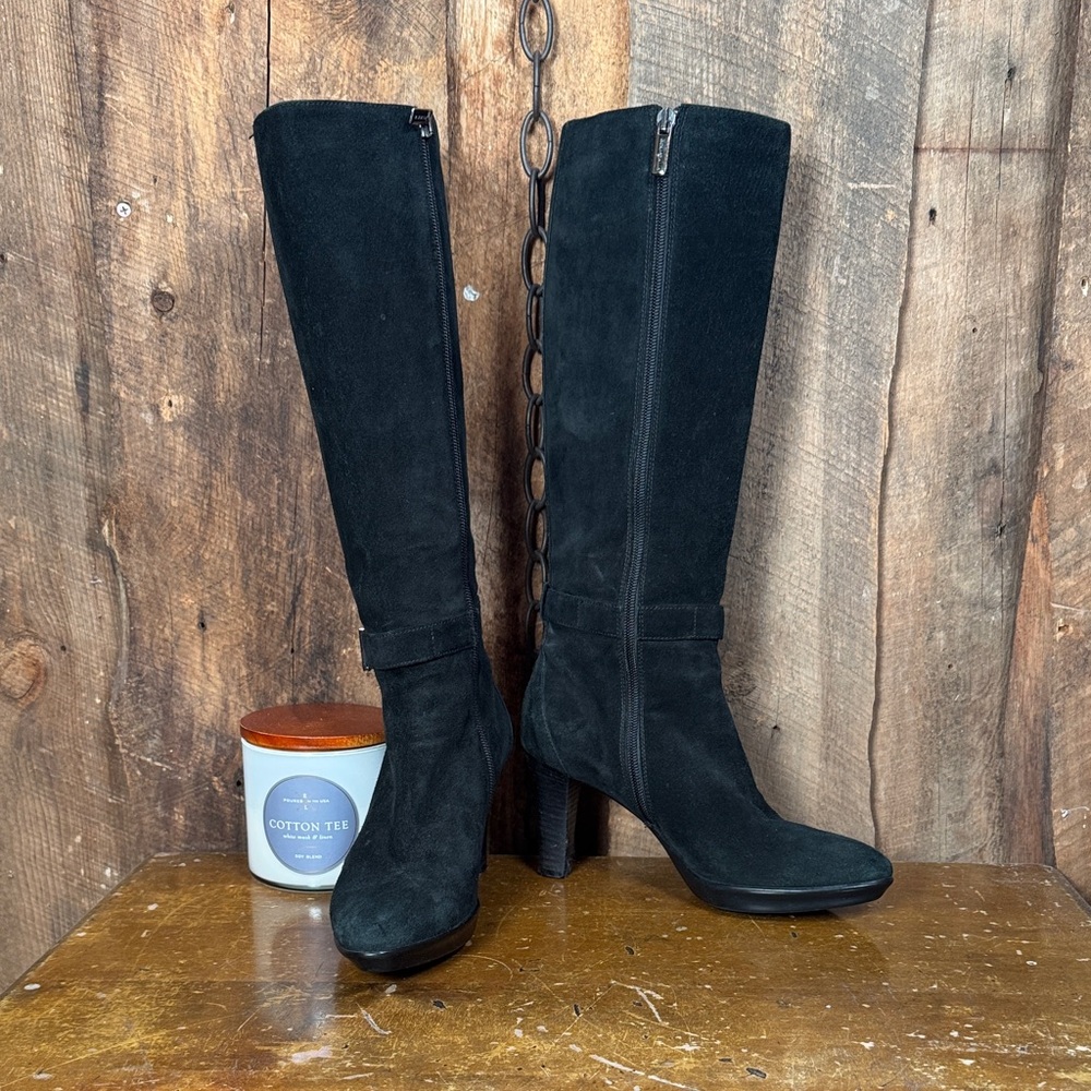 Aquatalia Black Suede Knee-High Boots